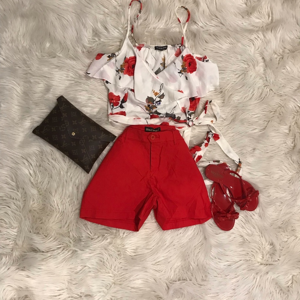 Ruffled wraparound crop top